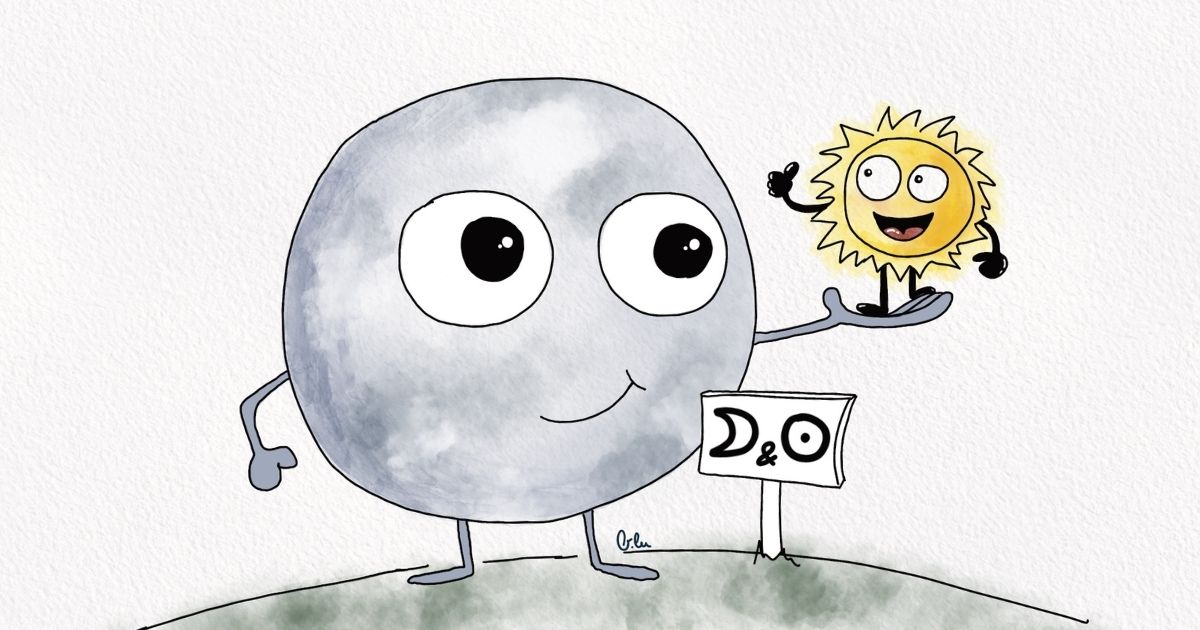 Handgezeichnete Illustration von Mond und Sonne als astrologische Persönlichkeitsanteile - Mond in der Astrologie